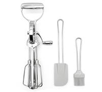 Hommony Stainless Steel 12" Rotary Egg Beater Set with Silicone Pastry Brush and Spatula