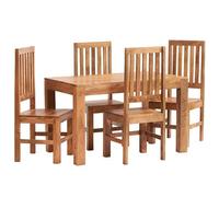 Hommoo Light Mango Wood Dining Set With 4 Ft Table And 4 Chairs