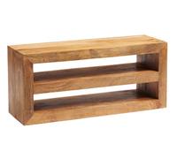 Hommoo Light Mango Wood Open Shelf Tv Cabinet Media Unit
