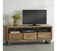 Hommoo Solid Acacia Wood 3 Drawer & Shelf Large Tv Media Unit