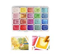 hommova 1 Pcs 20 Colors Solid Metallic Watercolour Paints, Glitter Watercolour Paint with Paintbrush