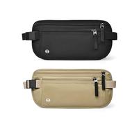 hommova 2 Pcs Money Belts for Travel Hidden Men, RFID Blocking Hidden Money Belt for Running Cycling Women (Black, Khaki)