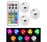 hommova 3 PCS Small Submersible LED Light Set, RGB 13 Colour Changing Waterproof Tea Lights with Remote Control for Wedding, Aquarium Pool Tub Vase Party, Bath