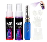 hommova 3 Pcs Temporary Hair Colour Spray Set, Wash Out Hair Dye for Cosplay Prom Party Festive Events (Red Blue Purple)