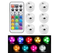 hommova 6 PCS Small Submersible LED Light, 13 Colour RGB Waterproof Tea Lights for Aquarium Pool Tub Vase Party, Wedding, Bath