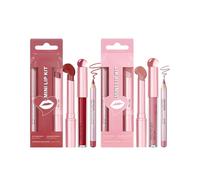 hommova 6Pcs Lipstick Set, Waterproof Long Lasting Tinted Lipstick Lip Liner Hydrating Lip Gloss Make Up Kit (Nude Pink/Red)