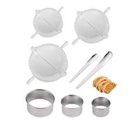 hommova 8 Pcs Dumpling Maker Set, 3 Ravioli Molds Press & 3 Dough Press & 2 Spoons, Meat Pie Cutter for Home Kitchen Cooking