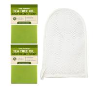 hommova Tea Tree Soap, 3 Pcs Antibacterial Soaps Bar with Scrub Glove for Body, Face, Hand