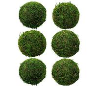 Hommtina Natural Green Moss Decorative Ball 3.5" Set of 6, Hanging Balls with Handmade, Hanging Balls Vase Bowl Filler, Christmas Tree Garden Weddings Home Party Decor