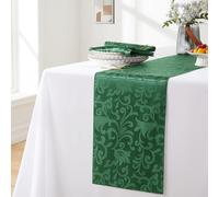 HommxJF 12 Packs Damask Satin Table Runner 12 x 108Inch Green Table Runners for Birthday Wedding Bachelorette Baby Shower Party Table Decorations Supplies