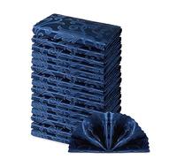 HommxJF 16 Pieces Wave Scroll Damask Jacquard Satin Napkins Deep Sea Blue Cloth Napkins 17 x 17 inch,Water Resistant Spillproof Dinner Napkins for Restaurant Weddings Party Dinner Decoration