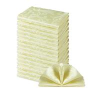 HommxJF 16 Pieces Wave Scroll Damask Jacquard Satin Napkins Light Yellow Cloth Napkins 17 x 17 inch,Water Resistant Spillproof Dinner Napkins for Restaurant Weddings Party Dinner Decoration