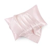 HommxJF Blush Pink Satin Pillowcase Standard Set of 2 with Envelope Closure，Blush Pink Silk Pillowcase for Hair and Skin (20x26)