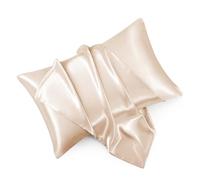 HommxJF Champagne King Size Satin Pillowcase Set of 2 with Envelope Closure,Champagne Silk Pillowcase for Hair and Skin (20x36)
