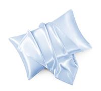 HommxJF Light Blue Satin Pillowcase Standard Set of 2 with Envelope Closure，Light Blue Silk Pillowcase for Hair and Skin (20x26)