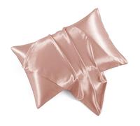 HommxJF Rose Gold Satin Pillowcases with Zipper （20x30）,Queen Size Pillowcases Set of 2, Rose Gold Silk Pillowcase for Hair and Skin
