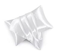 HommxJF Satin Pillowcases with Zipper （20x26）,Standard Size Pillowcases Set of 2, White Silk Pillowcase for Hair and Skin