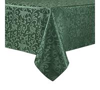 HommxJF Scroll Damask Jacquard Rectangle Green Tablecloth 60"x84"，Wipeable Table Cover for Dining Table, Buffet Parties and Camping