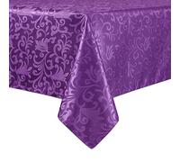 HommxJF Scroll Damask Jacquard Rectangle Purple Tablecloth 60" 120"，Wipeable Table Cover for Dining Table, Buffet Parties and Camping
