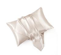 HommxJF Taupe Satin Pillowcase Standard Set of 2 with Envelope Closure，Taupe Silk Pillowcase for Hair and Skin (20x26)