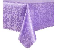 HommxJF Wave Scroll Damask Jacquard Rectangle Light Purple Tablecloth 60"x84"，Wipeable Table Cover for Dining Table, Buffet Parties and Camping