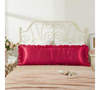 HommxJF Wine Red Satin Pillowcases Body Pillow for Hair and Skin,Wine Red Body Pillow Silk Pillowcase with Envelope Closure Princess Room Decoration