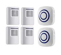 HommyFine Motion Sensor Alarm Detector, Wireless Visitor Door Entry Chime Alart with PIR Motion Sensor Detector and Plug-in Receiver for Business Home Office or Shop (4Sensors + 2Receivers)