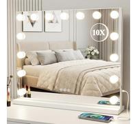 HomniTacX Hollywood Vanity Mirror with Lights, Large 58x45cm Makeup Mirror with 15 LED Dimmable Bulbs, 3 Color Modes, USB & Type-C Charging, Cosmetic Mirror for Bedroom, Tabletop & Wall Mounted