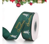 Homo Trends 10 Yard Christmas Ribbon Printed Merry Christmas Grosgrain Ribbons for Crafts and Gift Wrapping (2CM Wide)
