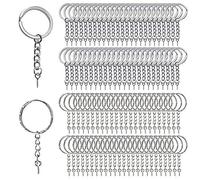 Homo Trends 100Pcs Keyring Rings Key Chain Split Metal Key Rings with Link Chain and Open Jump Rings and Screw Eye Pins for Crafts, 25 mm Diameter