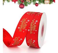Homo Trends 10Yard Merry Christmas Ribbon Printed Snowflake Christmas Red Ribbons for Crafts and Gift Wrapping, 2CM Wide…