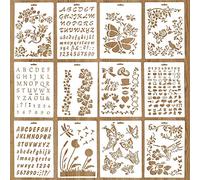 Homo Trends 12 Pcs Drawing Painting Stencils, Plastic Painting Stencil for Crafts Reusable Pyrography Stencils Templates Set for Journal/Notebook/DIY Crafts Projects