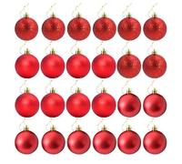 Homo Trends 24Pcs Mini Christmas Baubles, 3CM Small Red Christmas Tree Bauble Matte Miniature Christmas Baubles Ball for Christmas Tree Decorations