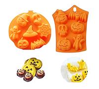 Homo Trends 2Pcs Halloween Pumpkin Chocolate Moulds Witch Ghost Silicone Baking Mould DIY Fondant Candy Mold Ice Tray Cake Decor Icing Sugarcraft Halloween Cake Mold Baking Tools