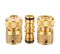 Homo Trends 3 Pack Hose Fitting Repair Set, 2x 1/2" Quick End Connector Brass Hose Connector and 1x Extenders Hose Double Male Hose Connector for Garden Hose Fittings