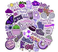 Homo Trends 50pcs Cute Stickers - Aesthetic, Trendy Vinyl Waterproof Kawaii Stickers for Girls, Teens, Notebooks, Water Bottles, Skateboards, Luggage (Purple Style)