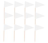 HOMOBABE 100pcs Mini Triangle Toothpick Flags for Food Marking Strong Sturdy Picks with Secure Fit Blank Plain White Flags for Fruit Cheese Cupcakes Appetizers Party Decorations