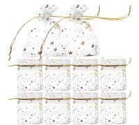 HOMOBABE 100pcs White Organza Drawstring Bags for Jewelry and Candy, Elegant Cloth Material with Easy Open and Close Feature, Prevents Small Items from Falling, for New Year and Wedding
