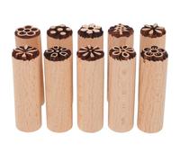 HOMOBABE 10pcs Wooden Floral Stamps Pottery Clay Embossing Stamp Hand Carved Seal Versatile DIY Craftsmanship for Pottery and Scrapbooking