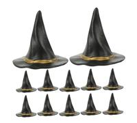 HOMOBABE 12pcs Miniature Witch Hats DIY Halloween Party Props Tiny Doll Hats Chic Black Ornaments for Home Decor Cake Decoration and Photo Activities