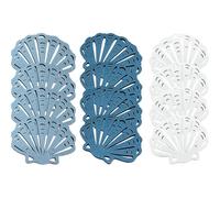 HOMOBABE 12pcs Scallop Decorations Wooden Ornaments Assorted Color Rustic Modern Style Ocean Bathroom Decor for Indoor Room and Shopping Mall