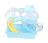 HOMOBABE 1pc Double Layer Villa Cage for Small Pets Portable Acrylic Hamster House with Slide Light Blue Includes Running Wheel Leakproof Water Jug