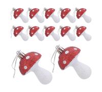 HOMOBABE 1set Mushroom Rustic Whimsical Decorations Red Christmas Tree Ornaments with Glittery Ps Material, Lightweight Construction and Versatile Hanging Options for Winter Holiday 12pcs