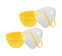 HOMOBABE 2 PC Yellow Fillable Easter Eggs with Handles Large Plastic Egg Shaped Buckets for Decoration and Easter Hunt Activities Encourage Creativity and Surprise Elements