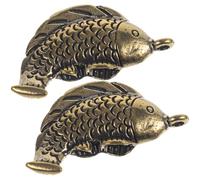 HOMOBABE 2 Pcs Brass Carp Keychain Pendant Decorative Creative Key Ring Hangings with Coffee Colour, Eye-catching Chic Design for Car Key Accessories and Everyday Use