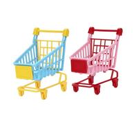 HOMOBABE 2 Pcs PVC Mini Shopping Cart Set for Role Play Trolley for Dolls Storage Rack Random Color Encourages Creativity Fine Motor Skills Random Color