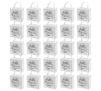 HOMOBABE 25pcs Easter Candy Boxes with Hollow out Design and Handle, White Easter Treat Boxes for Party Favors, School Classroom Holiday Packaging