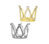 HOMOBABE 2pcs Birthday Cake Crown Decorations Gold Silver Mini Crown Cake Toppers for
