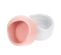 HOMOBABE 2Pcs Ceramic Hamster Food Bowls Durable Wear Resistant Feeder for Hamsters Pets Easy to Clean Prevents Spills for Chinchillas Hedgehogs Pink White