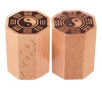 HOMOBABE 2pcs Decorative Chinese Seal Stamps with Ergonomic Handle and Rounded Edges Wooden Taoist Stamps for Exhibitions and Cultural Activities Small and Delicate